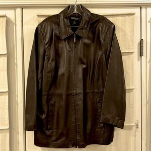 Women’s plus size Brown Leather Jacket